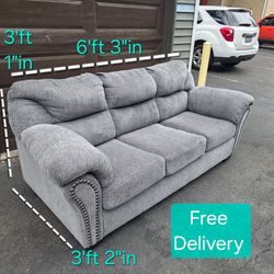 Free Delivery| Gray Allmaxx Benchcraft with pillow top wrapped armrests 3 Seat Sofa/Couch