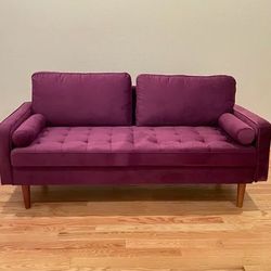 Unused 70in Velvet Sofa Purple