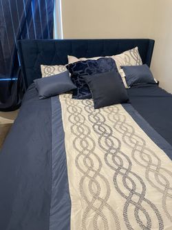 Navy Blue Queen Bed 