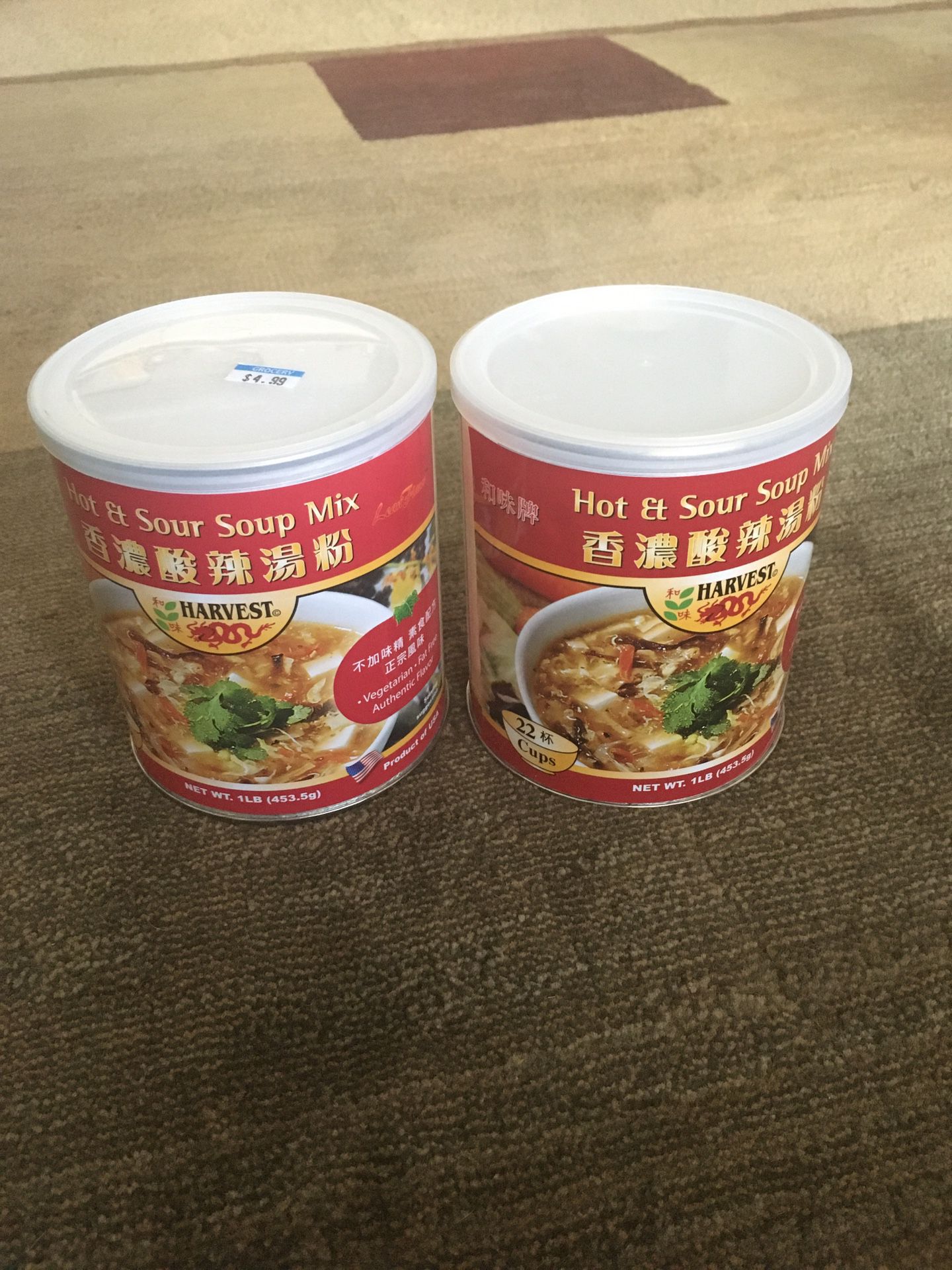2 cans of Hot and sour soup