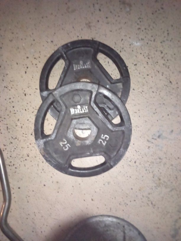 Bench Press Plates (2 Sets - 25 Lbs Per Plate)