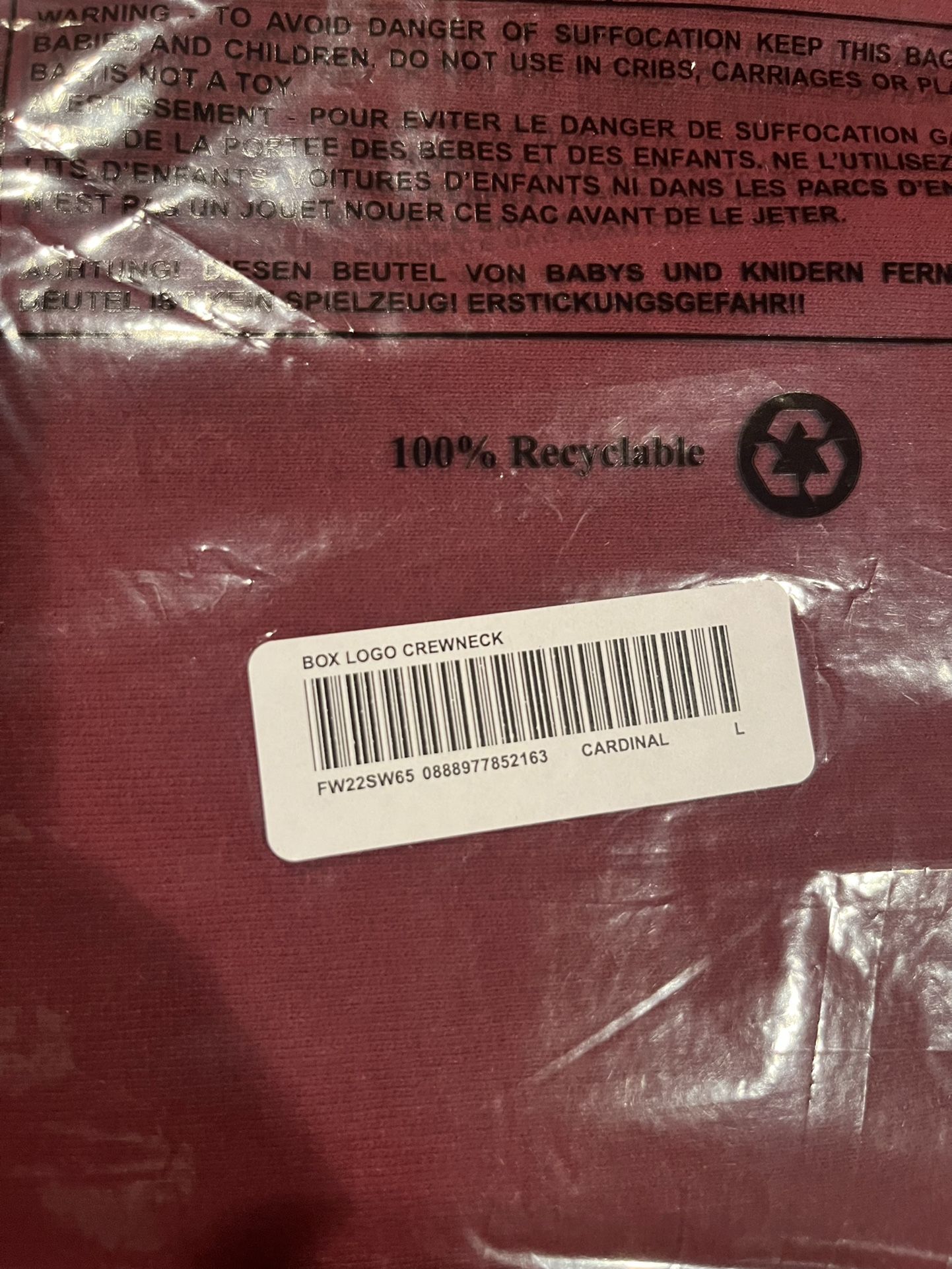 Supreme Box Logo Crewneck Large Cardinal FW22 - www.disolcolor.com