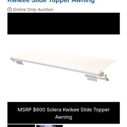 
Solera Kwikee®5000 Series Slide Topper Awning, White - 8' (7'7" Fabric) – Heavy-Duty, D