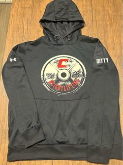 Under Armour Hoodie Weightlifting 45 LB Plate Men’s Medium Gym Training Pullover