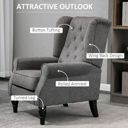 Wingback Chair Accent Chair Gray Accent Chair Dark Gray Accent Chair Blue Accent Chair Two Colors Available