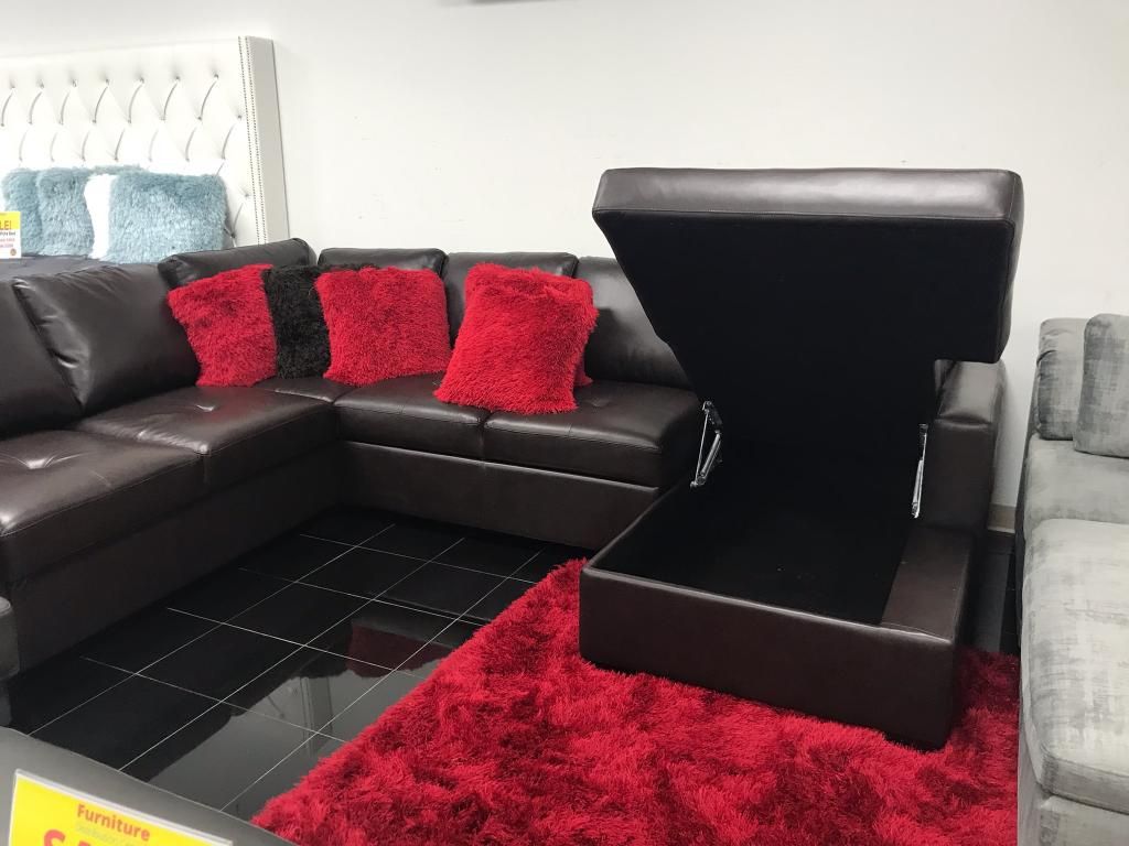 COMFY NEW MONTEREY BROWN SECTIONAL SOFA WITH STORAGE CHAISE ON SALE ONLY $1299. IN STOCK SAME DAY DELIVERY 🚚 FINANCING AVAILABLE