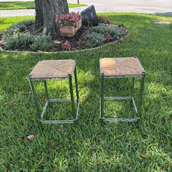 Wicker And Chrome Bar Stools