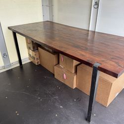  Modern Industrial CB2 Table – Solid Wood & Steel 
