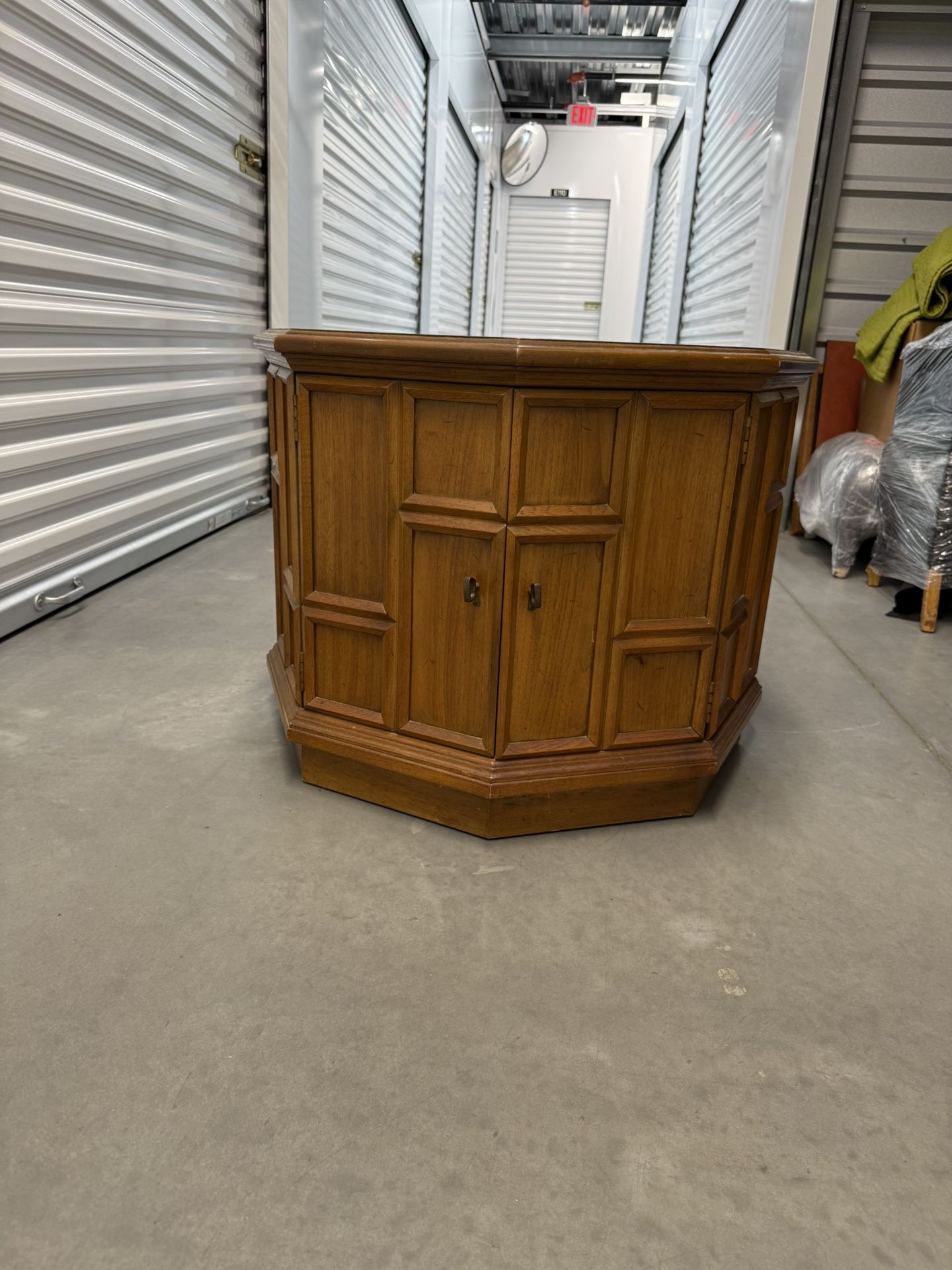 Vintage Solid Wood End Table With Storage Compartment