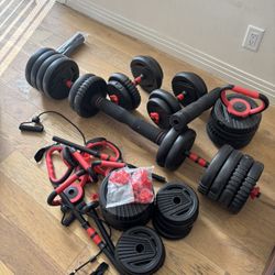Home Gym Equipment Bundle – Adjustable Dumbbells & Accessories