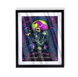 nightmare before christmas art piece celebrating 30 years on black frame