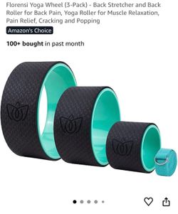 Florensi Yoga Wheel (3-Pack) - Back Stretcher and Back Roller for Back Pain, Yoga Roller for Muscle Relaxation, Pain Relief, Cracking and Popping