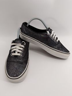 VANS Authentic Skate Black Glitter low top shoes women 9 men 7.5