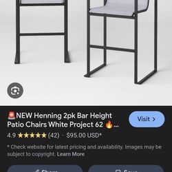 2pk Bar Height Patio Chairs 