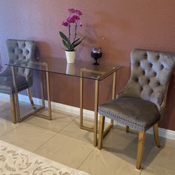 Glass Desk And Chairs