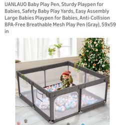 UANLAUO Baby Play Pen, Sturdy Playpen for Babies, Safety Baby Play Yards, Easy Assembly Large Babies Playpen for Babies, Anti-Collision BPA-Free Breat