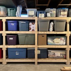 ALWAYS AVAILABLE. WE DELIVER and set up our hand-built SHELVING (storage racks/shelves) in  homes, schools, churches, rental units, shipping container
