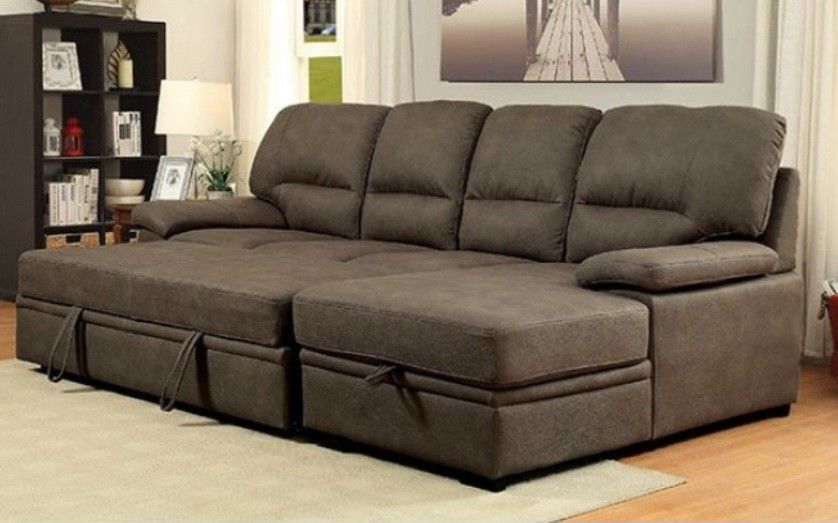 Brand New Brown Sectional Sofa Storage Sleeper 