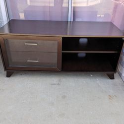 Two Drawer T.V. Stand with Sliding Glass Door