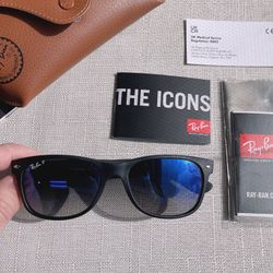 Rayban Wayfarer Polarized Blue Gradients Lenses Black Frame Sunglasses 