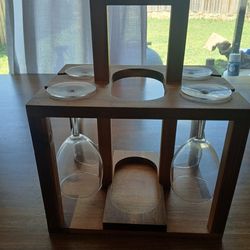Wood Wine Glass Holder Wine Glasses Included