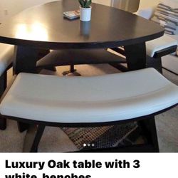 Dinning Table With 3 Leather Bench 