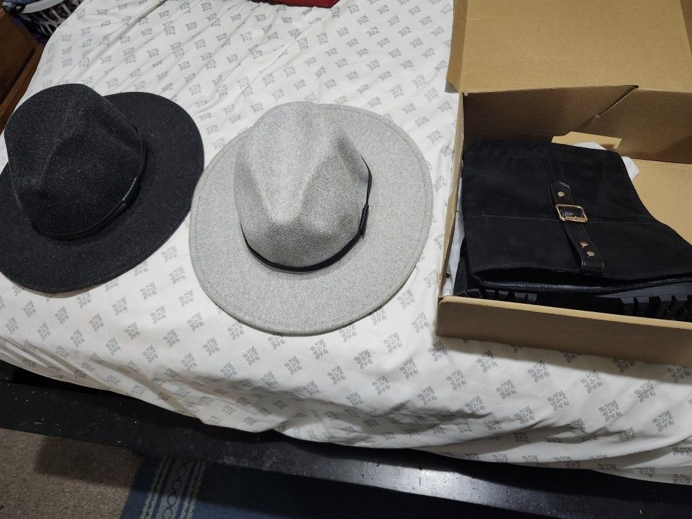 LADIES BOOTS, AND TWO HATS