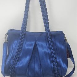 RARE HTF Blue Harveys Braided Sophia Seatbelt Handbag Tote With STRAP & Hang Tag