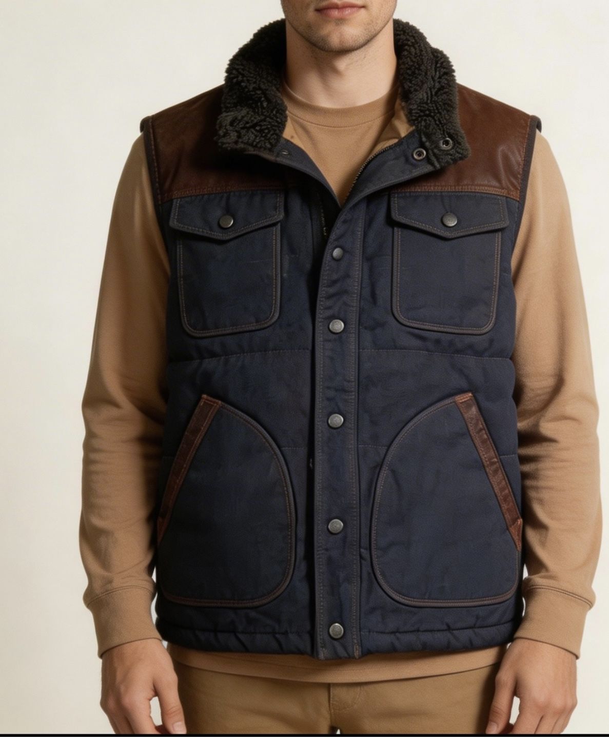 Vintage Creaciones Reno Leather Vest Western size Large excellent condition