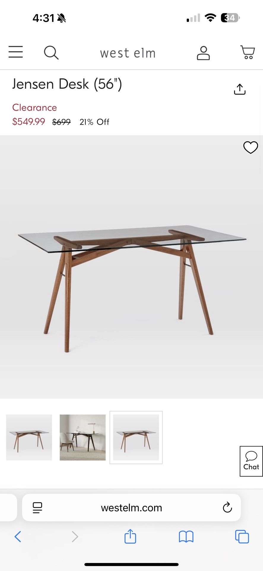 West Elm Glass Desk/table