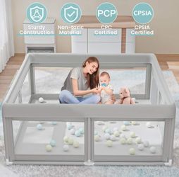 Hiaksedt Baby Playpen 50x50 Inch, Play Pens for Babies and Toddlers Baby Fence Play Yards for Indoor & Outdoor with Breathable Mesh Anti-Fall Playpen.