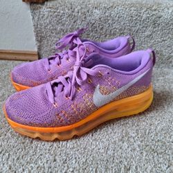 Womens Nike Air Max flyknit Purple Orange Size 7