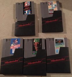 5 NES ADULT OWNED GAMES TECMO BOWL RAD RACER MARIO ICE HOCKEY