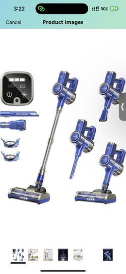 Cordless Vacuum Cleaner 40KPA, 6-in-1 Lightweight & Detachable Battery, Powerful Suction for Home, 6-Stage Filtration, Tangle-Free V-Shaped Brush, for