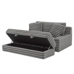 🚨Furniture Sale🚨  Dark Gray Thomasville Wills Fabric Oversize Chair and Storage Ottoman