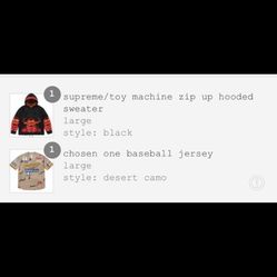 Supreme SS 24” Week 4 Toy Machine Zip Up Hooded Sweatshirt, Chosen One Baseball Shirt, Beanies