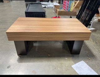 Assembled New 42" Rustic Brown Coffee Table Rectangular Cocktail Table with Pedestal Base
