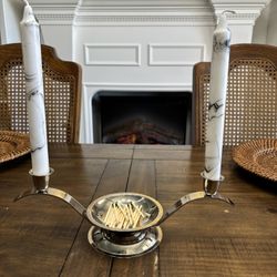 Vintage Silver Metal Unity Wedding Candle Holder 