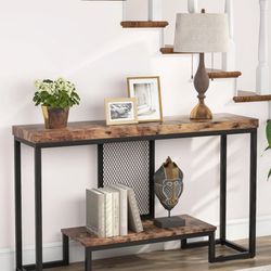 XK00018 New Tribesigns Console Table, 51 Inch Rustic Sofa Table Entry Table TV Stand 