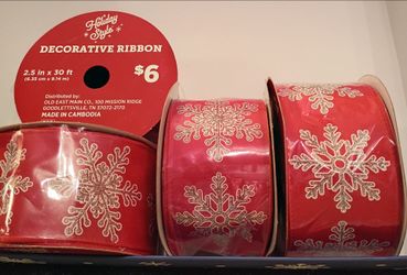 Holiday Style Red Snowflake Decorative Ribbon