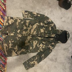 Camo Knee Length Trench Coat. 