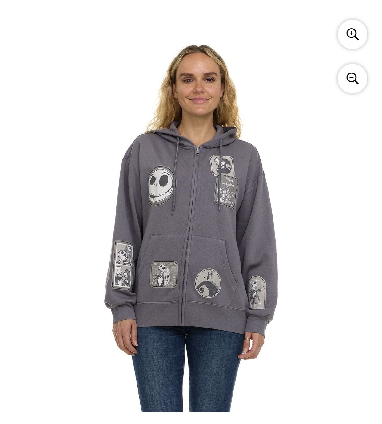 Nightmare Before Christmas Zip Hoodie Sweatshirt*gray
