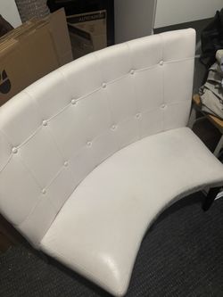 White Leatherette Settee