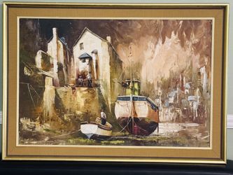 Jack R. Mould (1925–1998) "Polperro Harbour" Original Oil Painting — Signed, Cornwall Scene