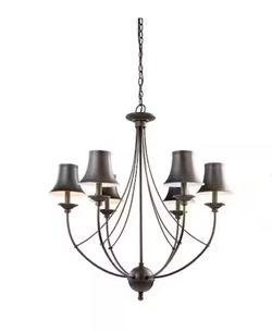 Hampton Bay Charleston 6-Light Oil-Rubbed Bronze Chandelier with Shade