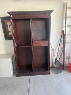 Dark Wood Armoire Cabinet No Doors