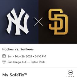 Padres Vs Yankees @ Petco Park, May 26, 1 ticket 