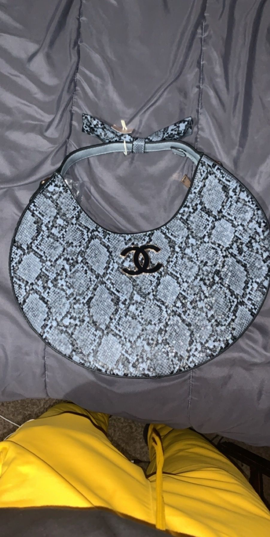 Snake Print Channel Purse