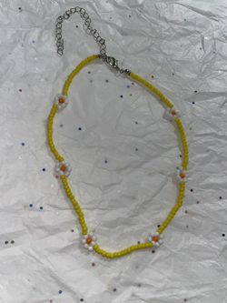 Yellow Necklace/ White Flowers