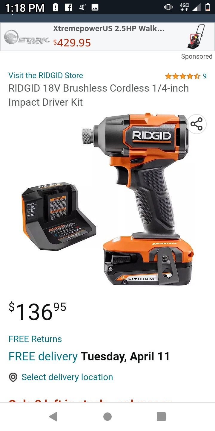 Ridgid Impact Drill Battery And Charger